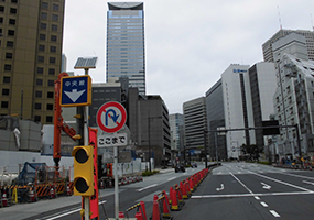 築地虎ノ門トンネルに続く道路工事